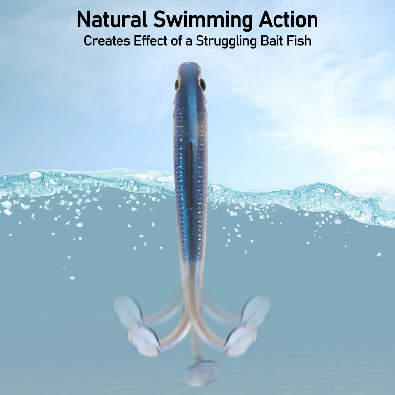 Dr.Fish Paddle Tail Swimbaits, Soft Lures for Bass Fishing, Freshwater Fishing Lures Soft Plastic Swim Shad Bait Minnow Drop Shot, 2.7 Inches Pumpkin Seed - Image 4